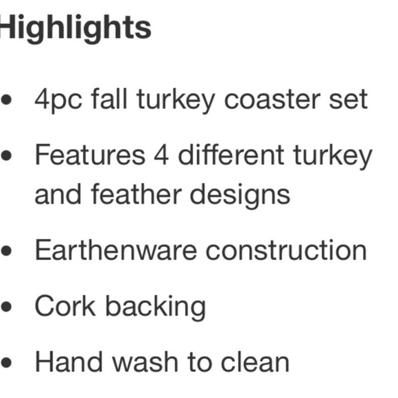NWT! John Derian Target Earthenware fall turkey coaster set 4pc Thanksgiving - Picture 6 of 6